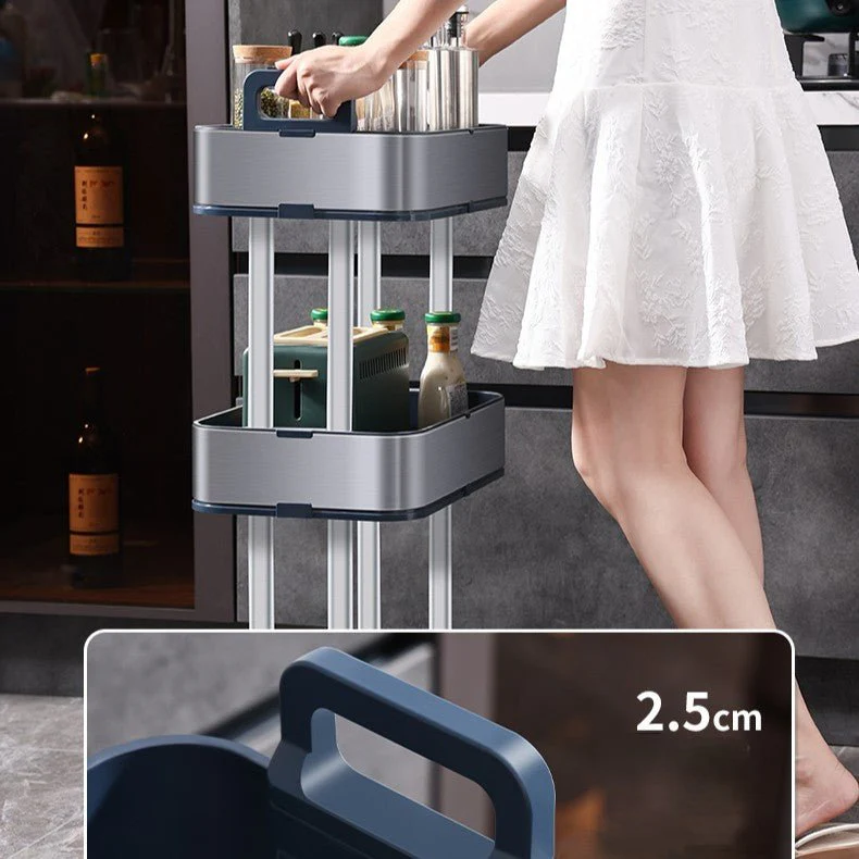 Slim 3-Tier Stainless Steel Storage Cart with Wheels - Image 8