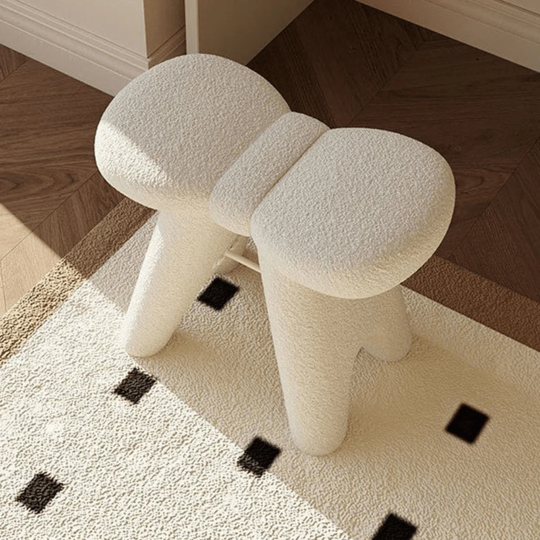 Soft Teddy Velvet Fabric Bow Makeup Stool - Image 3