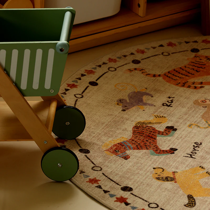 Soft Plush Round Bedside Rug with Zodiac Design For Kids - Image 5