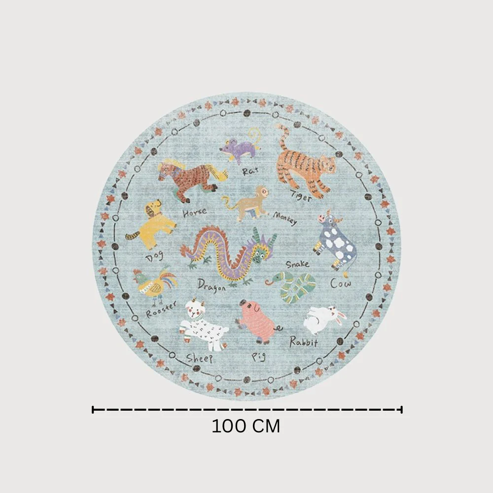 Soft Plush Round Bedside Rug with Zodiac Design For Kids - Image 7