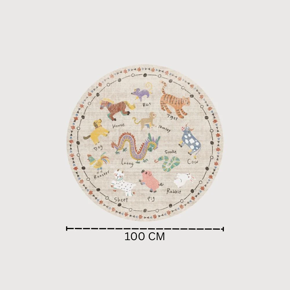 Soft Plush Round Bedside Rug with Zodiac Design For Kids - Image 8