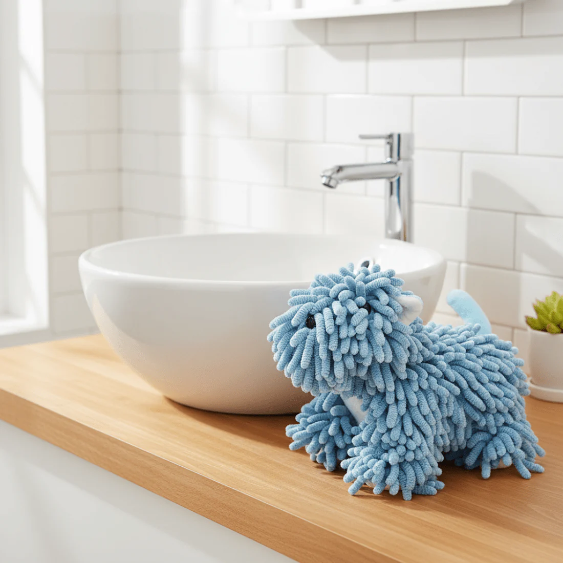 Soft Puppy-Themed Chenille Hand Towel - Image 3