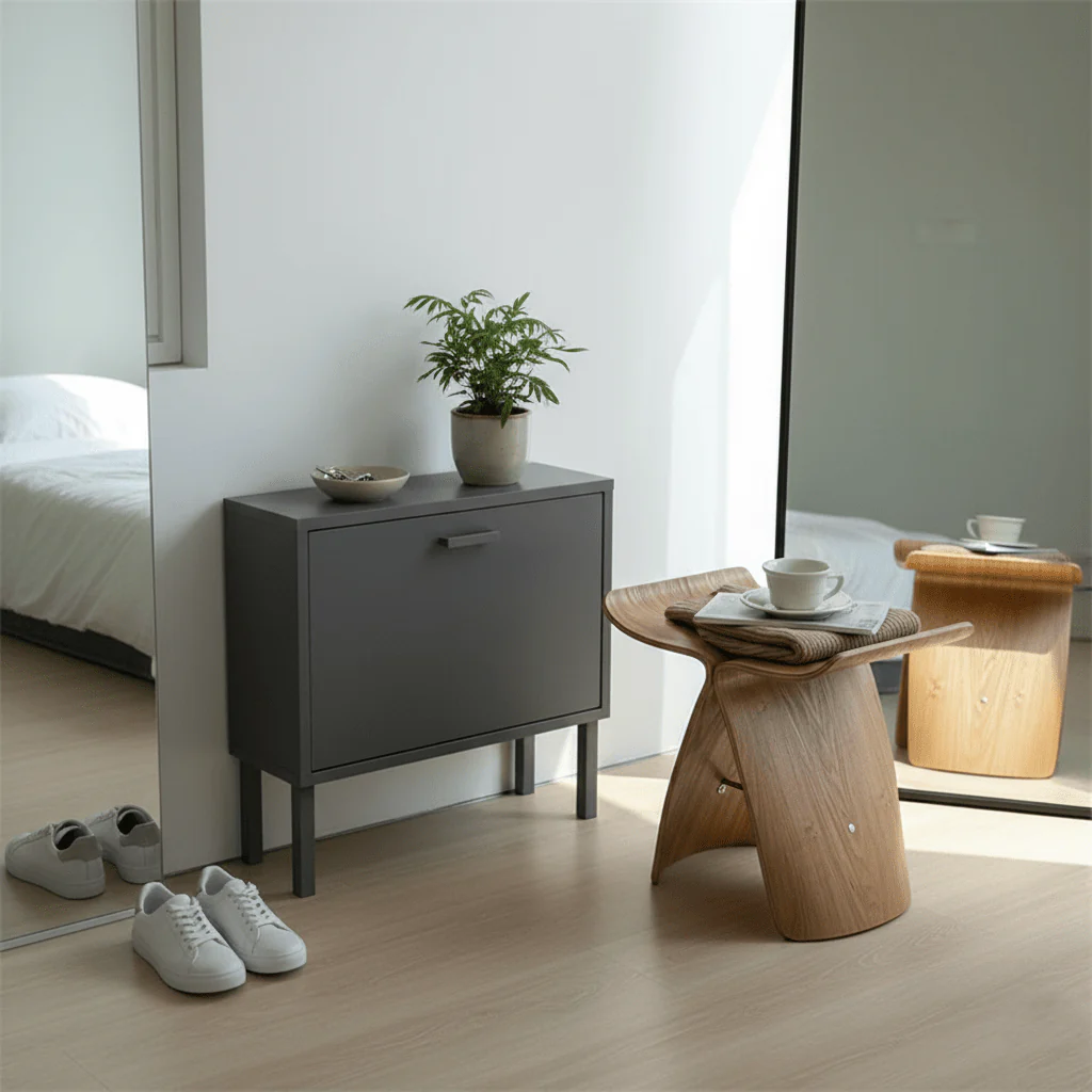 Solid Wood Butterfly-Designed Stool - Image 5