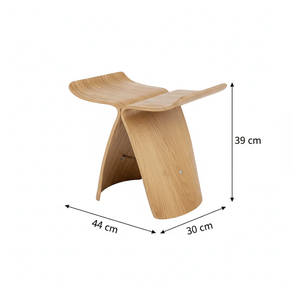 Solid Wood Butterfly-Designed Stool - Image 6