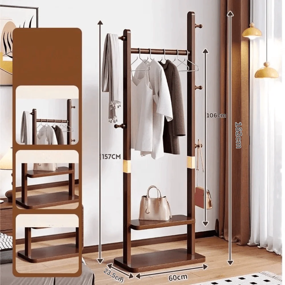 Solid Wood Floor-to-Ceiling Coat Rack (166cm) - Image 7