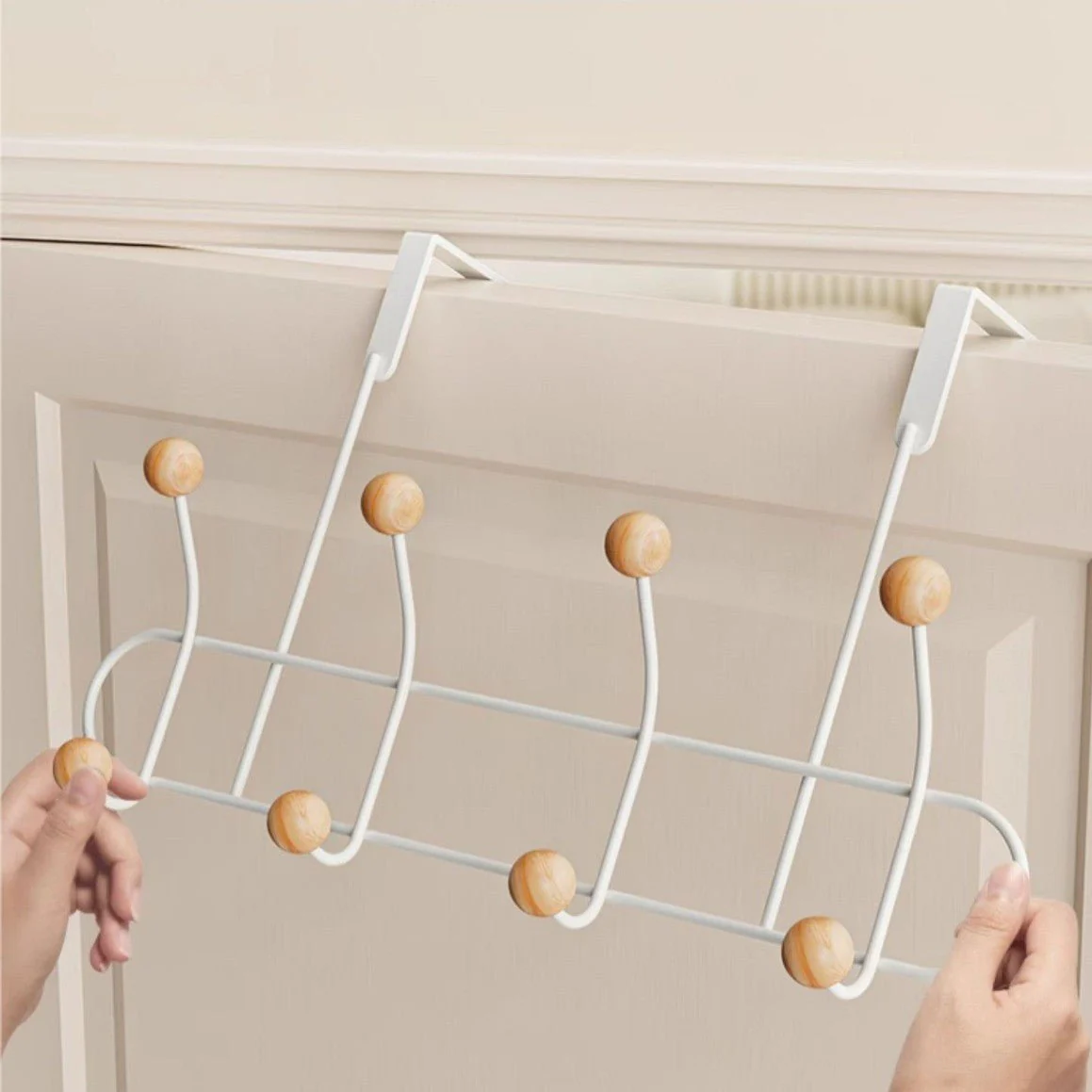 Dual-Layer Over-the-Door Rack with 8 Hooks - Image 3