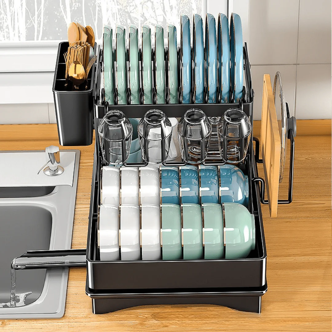 Space-Saving Foldable Iron Kitchen Dish Organizer Rack - Image 3