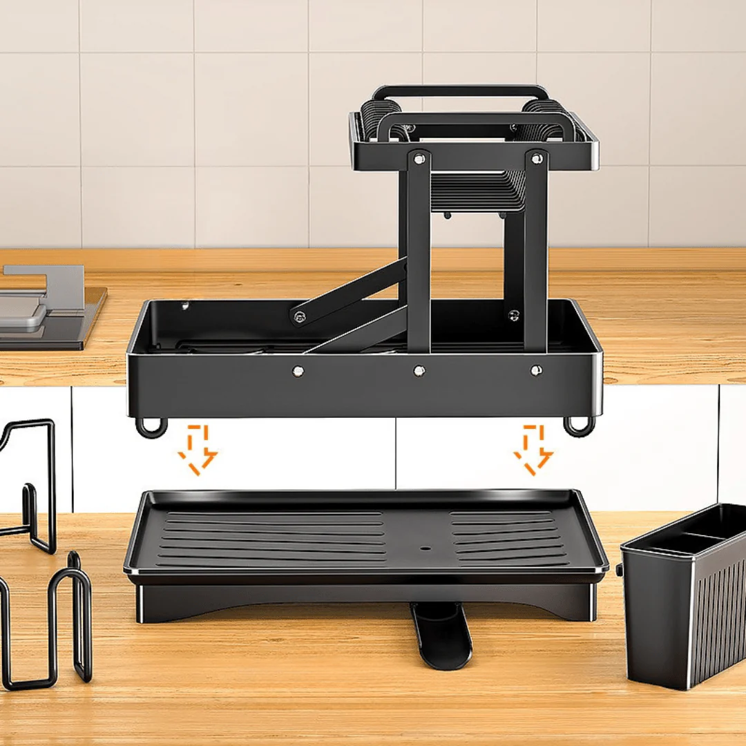 Space-Saving Foldable Iron Kitchen Dish Organizer Rack - Image 4