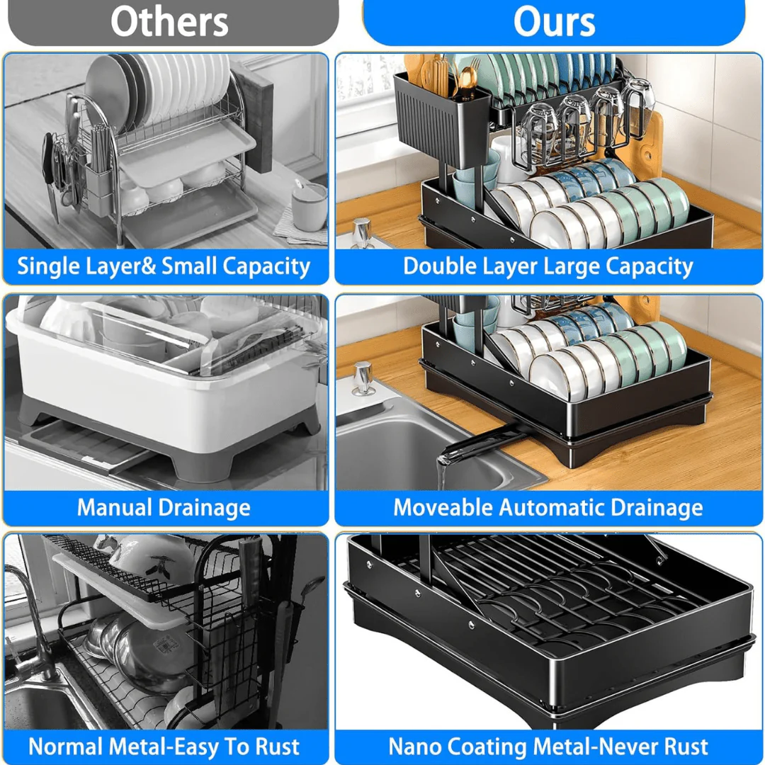 Space-Saving Foldable Iron Kitchen Dish Organizer Rack - Image 5