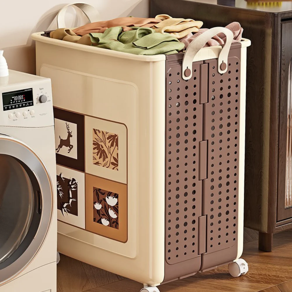 Space-Saving Folding Laundry Basket with Wheels and Handles - Image 4