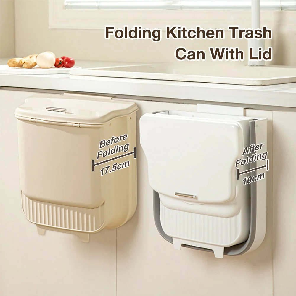 Space-Saving Folding Kitchen Trash Can with Lid(12L) - Image 3