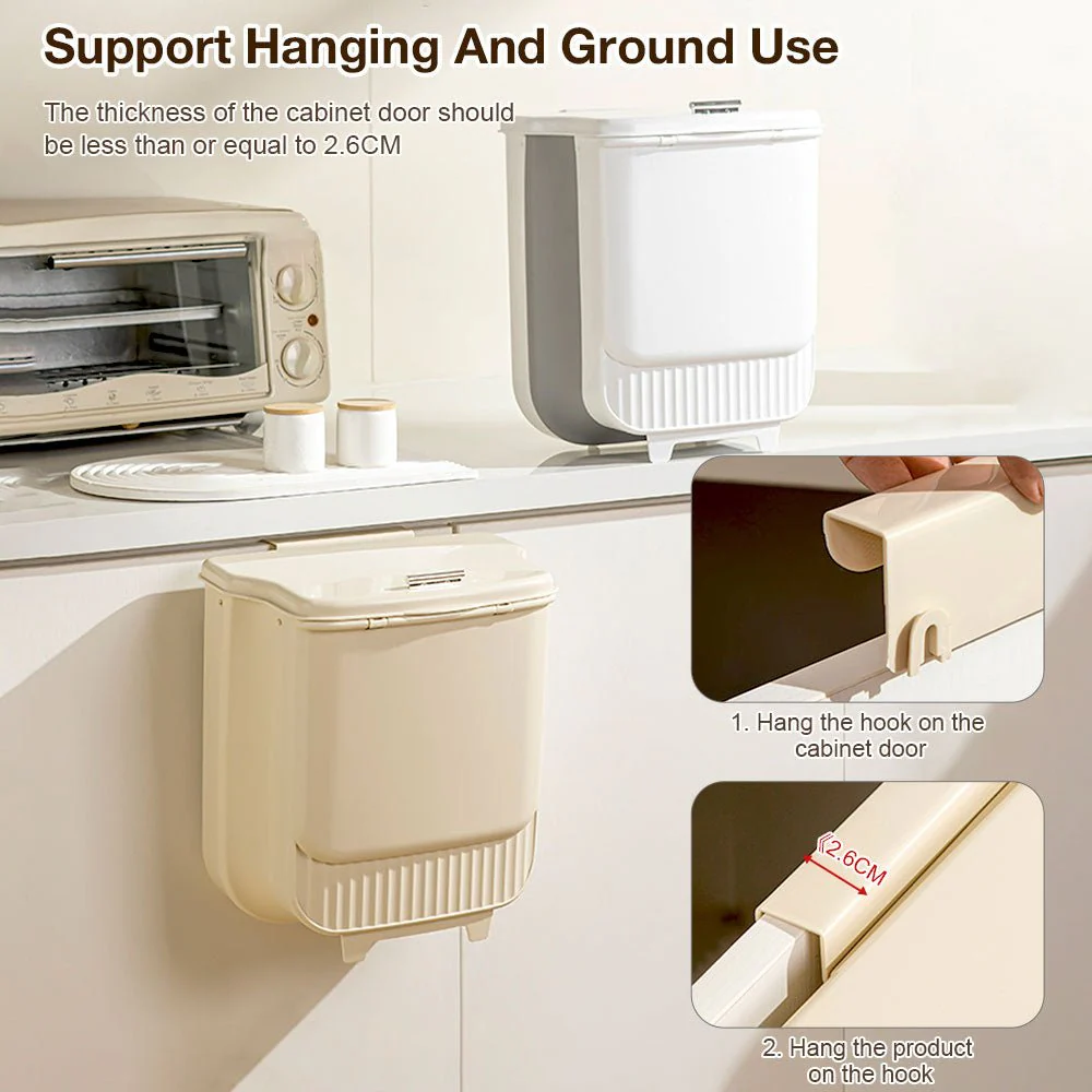 Space-Saving Folding Kitchen Trash Can with Lid(12L) - Image 4