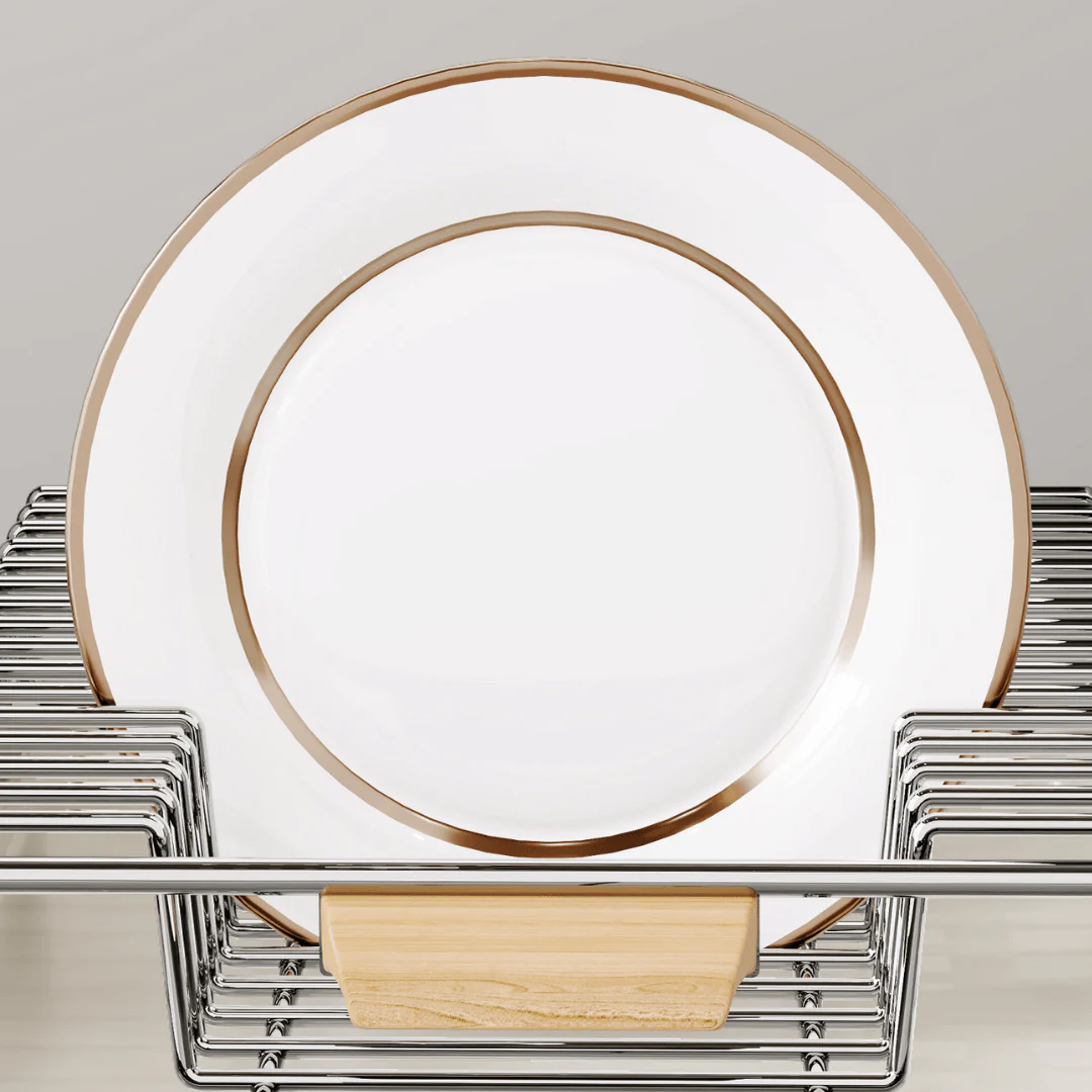 Space-Saving Stainless Steel Pull Out Dish & Bowl Rack with Drip Tray - Image 6