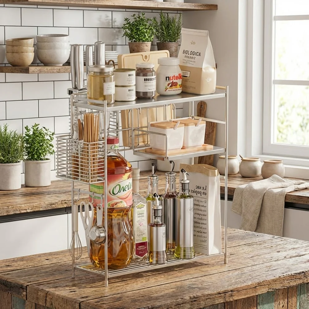Space-Saving Stainless Steel Seasoning Storage Stand - Image 3