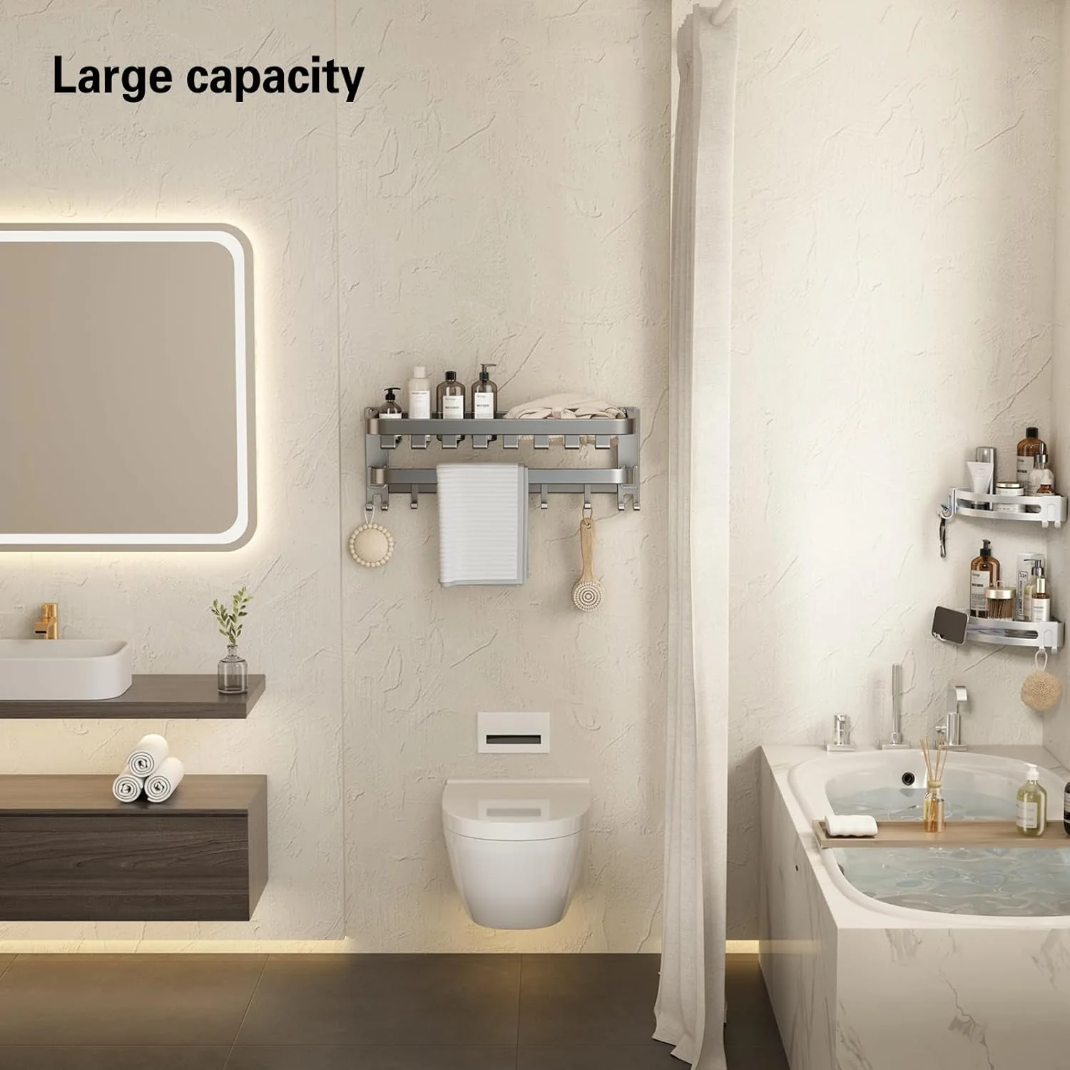 Aluminum Space Saver Foldable Towel Rack (60cm) - Image 5