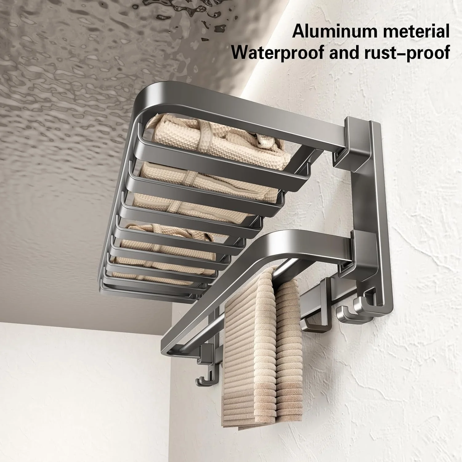 Aluminum Space Saver Foldable Towel Rack (60cm) - Image 6