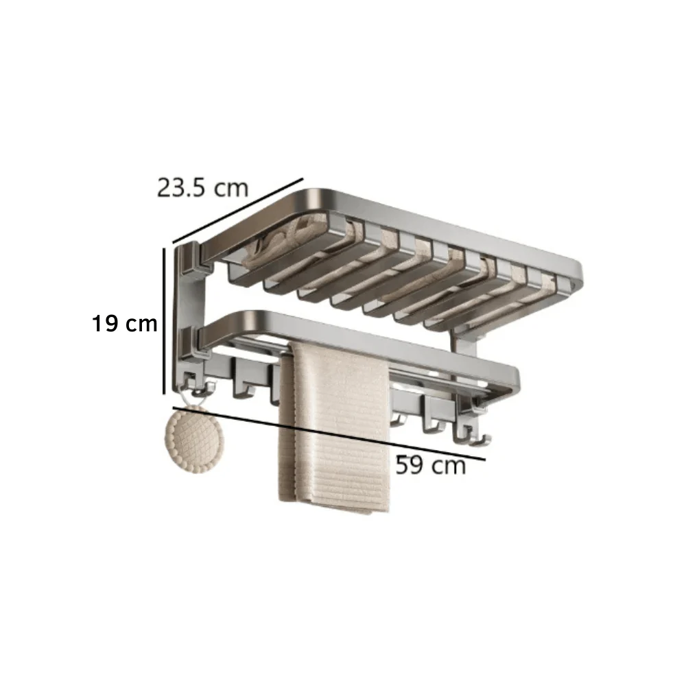 Aluminum Space Saver Foldable Towel Rack (60cm) - Image 8