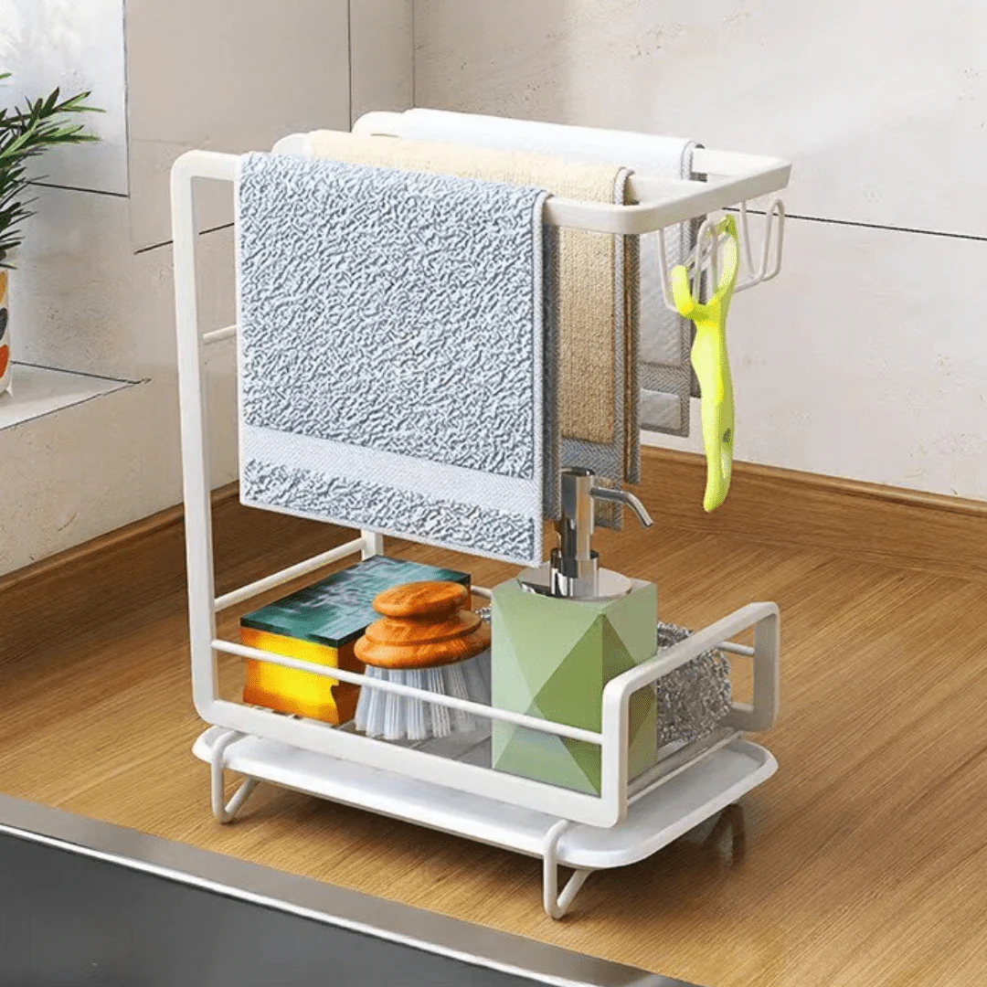 Wall-Mounted Organizer Rack with Hooks & Storage Shelf - Image 4