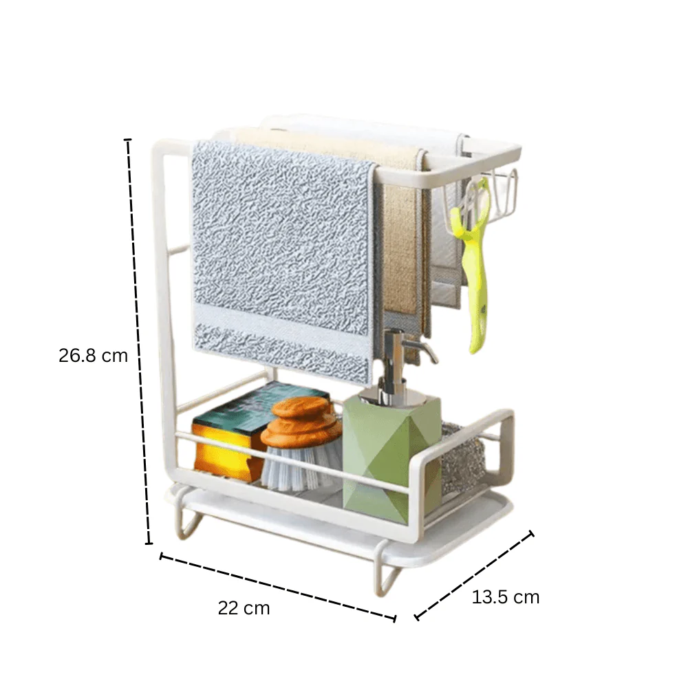 Wall-Mounted Organizer Rack with Hooks & Storage Shelf - Image 7