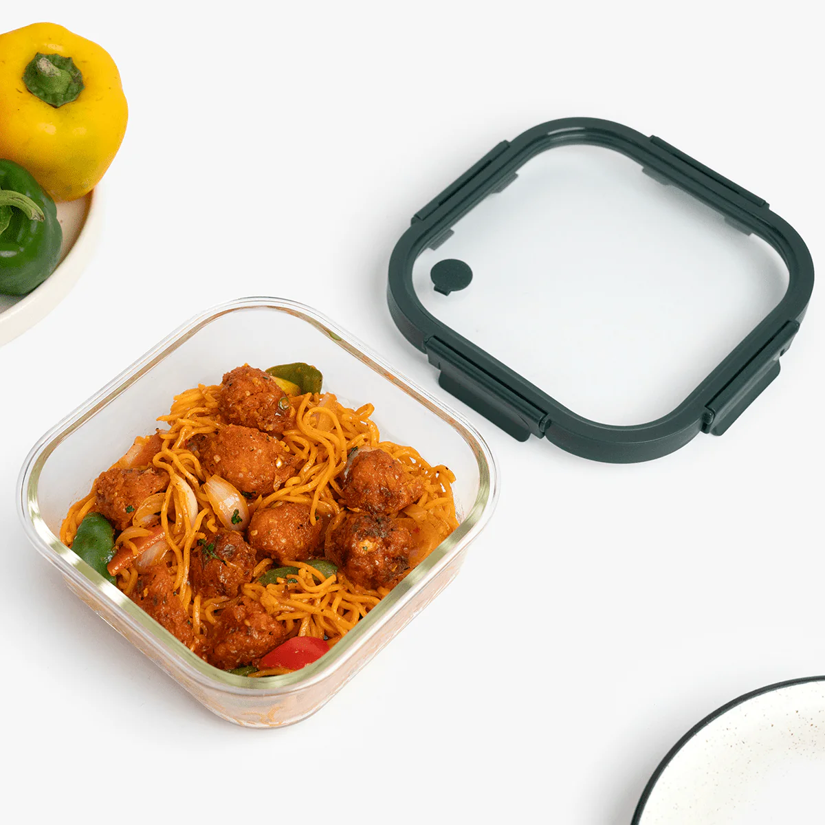 Square Borosilicate Glass Container with Vented Glass Lid (1100ML)