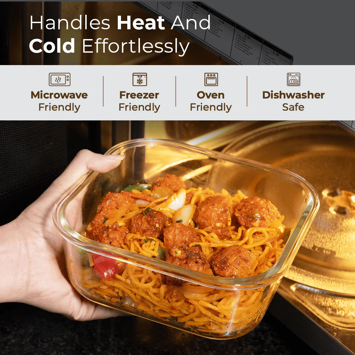 Square Borosilicate Glass Container with Vented Glass Lid (1100ML) - Image 3