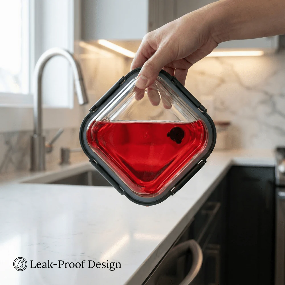 Square Borosilicate Glass Container with Vented Glass Lid (800ml) - Image 8