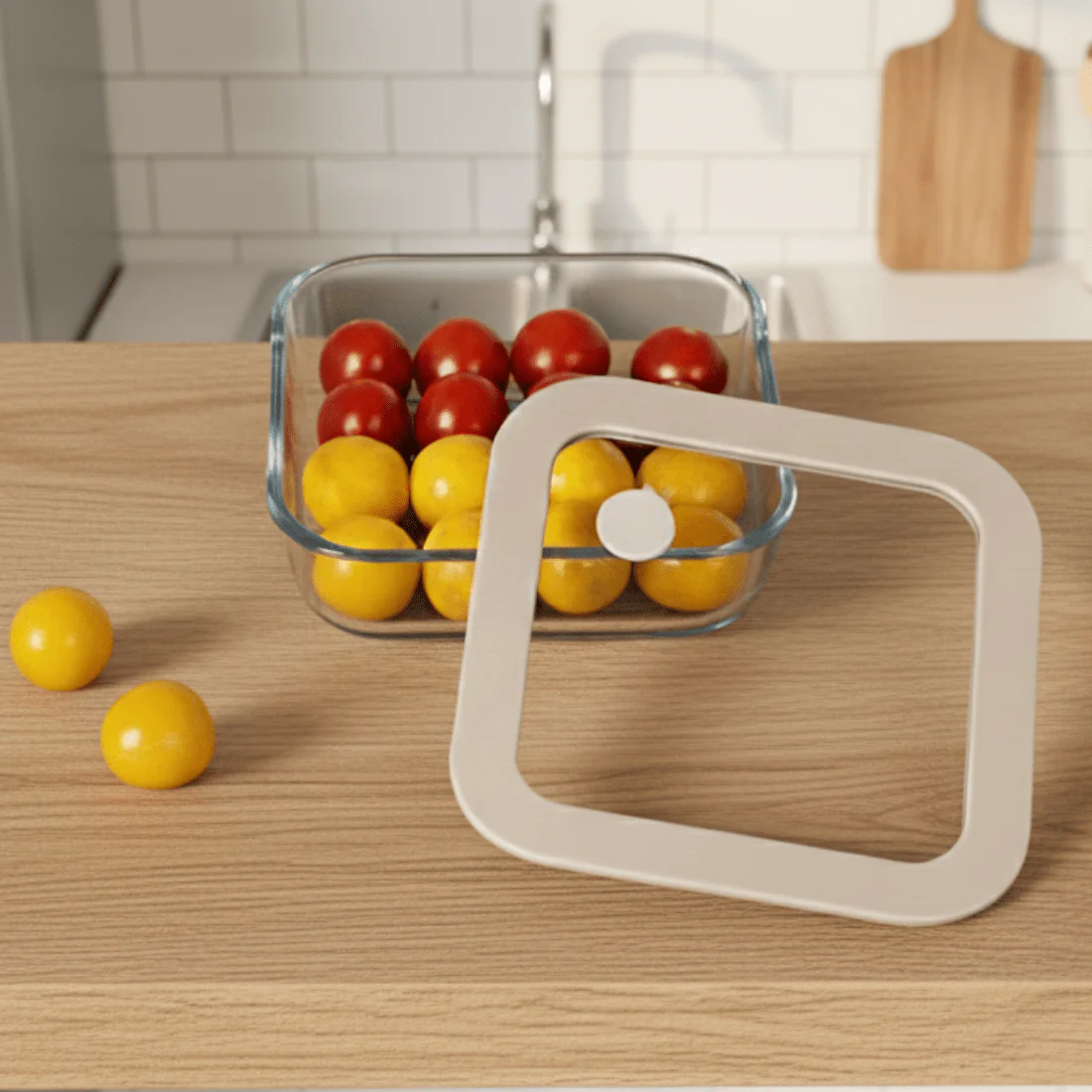 Square Borosilicate Glass Food Container with Vented Lid(610ml) - Image 2