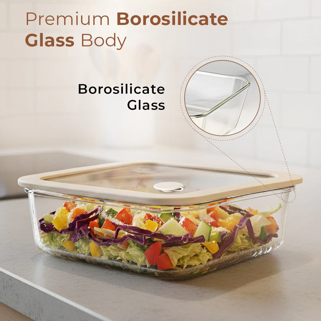 Square Borosilicate Glass Food Container with Vented Lid - Image 5