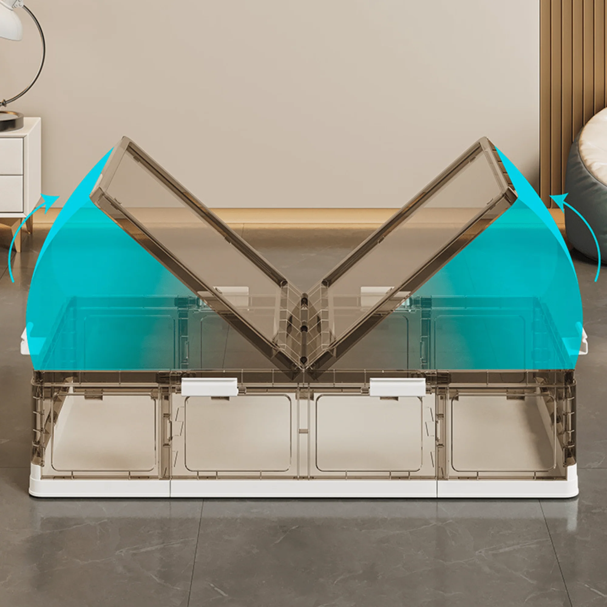 Stackable Multi-Use Plastic Underbed Organizer Box with Roller Wheels - Image 5