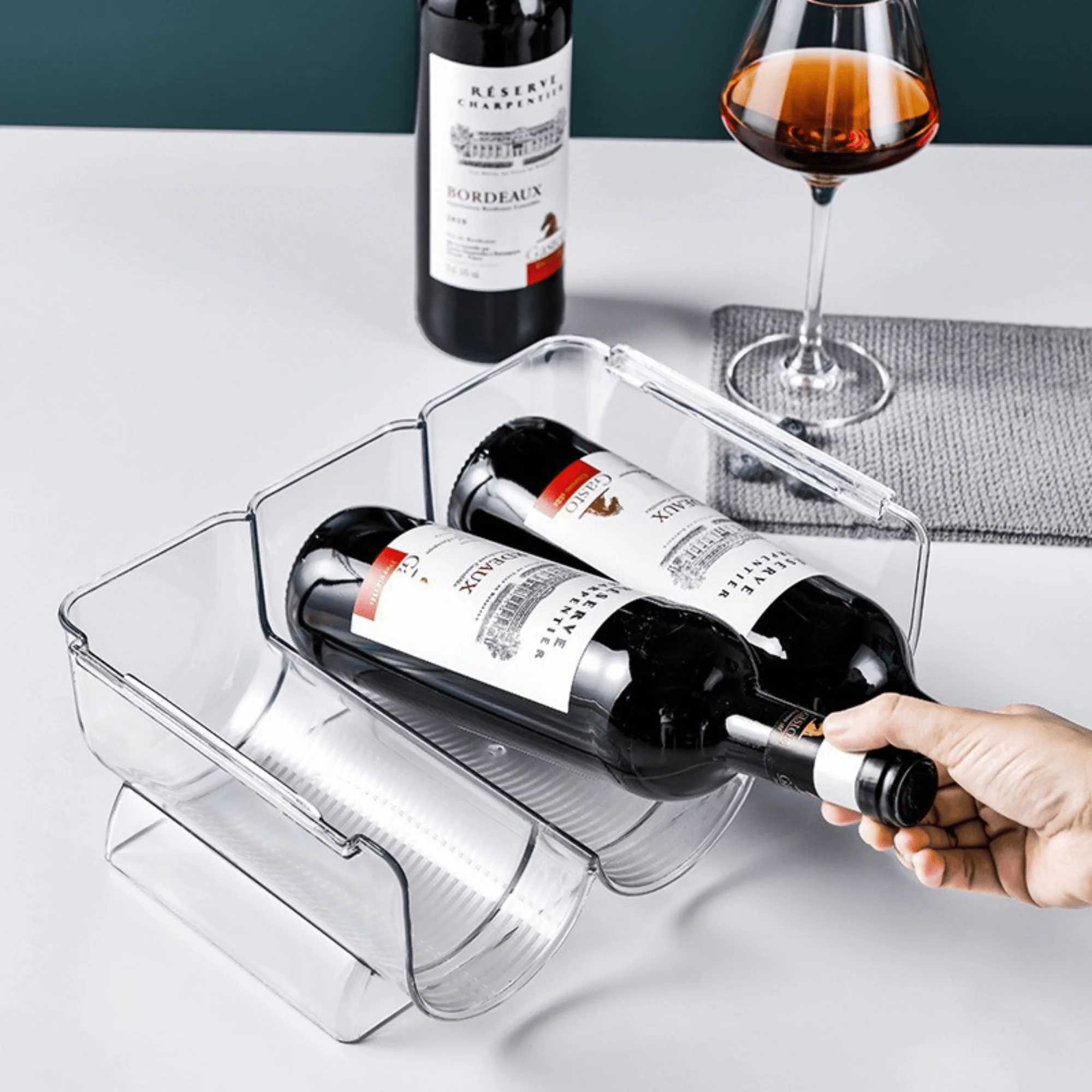 Stackable Water Bottle and Wine Rack Durable Transparent Organizer - Image 2