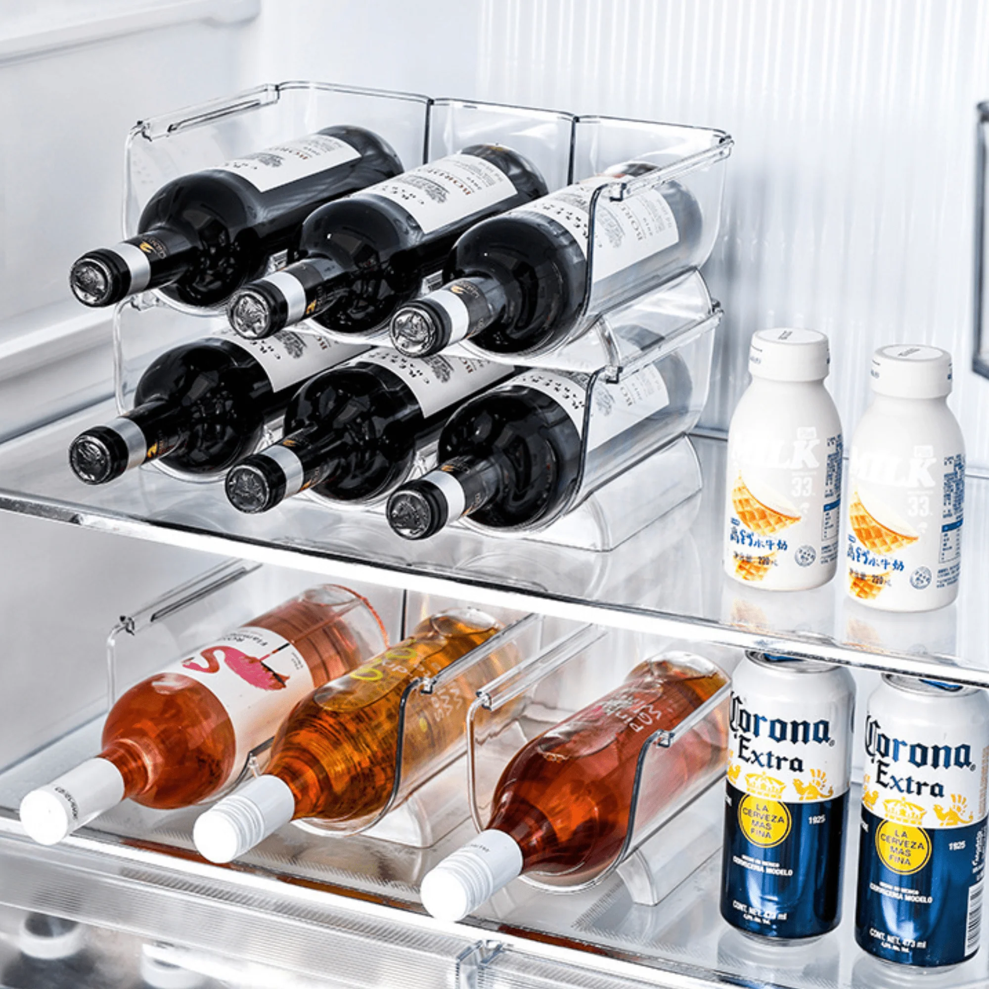 Stackable Water Bottle and Wine Rack Durable Transparent Organizer - Image 4