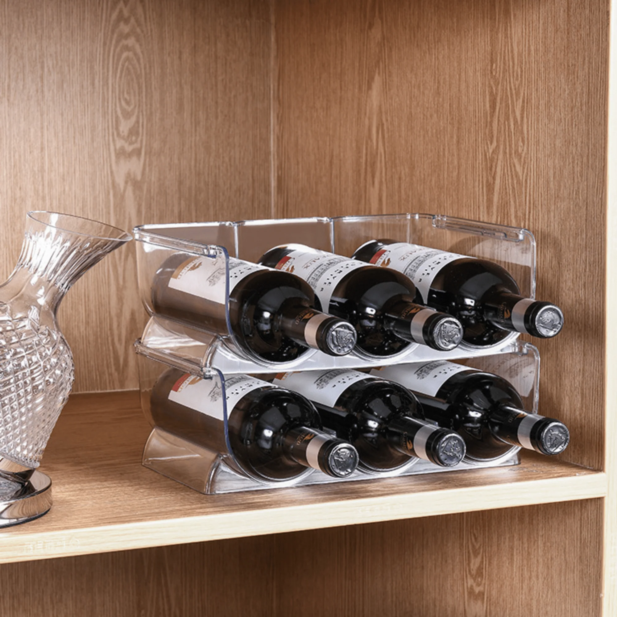 Stackable Water Bottle and Wine Rack Durable Transparent Organizer - Image 5