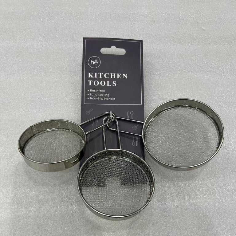 Stainless Steel 3-Piece Multipurpose Fine Mesh Strainer Set - Image 3