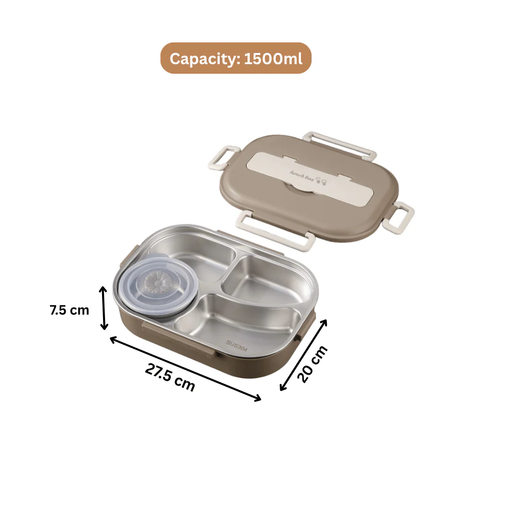 4-Compartment Stainless Steel Leak Proof Lunch Box (1500ml) - Image 11
