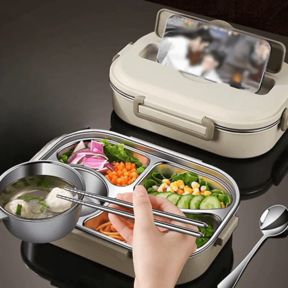 4-Compartment Stainless Steel Leak Proof Lunch Box (1500ml) - Image 4