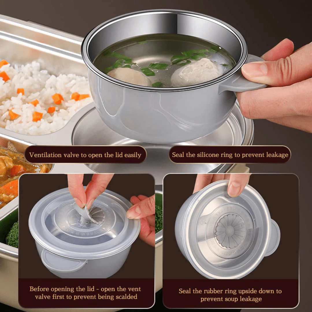 4-Compartment Stainless Steel Leak Proof Lunch Box (1500ml) - Image 9