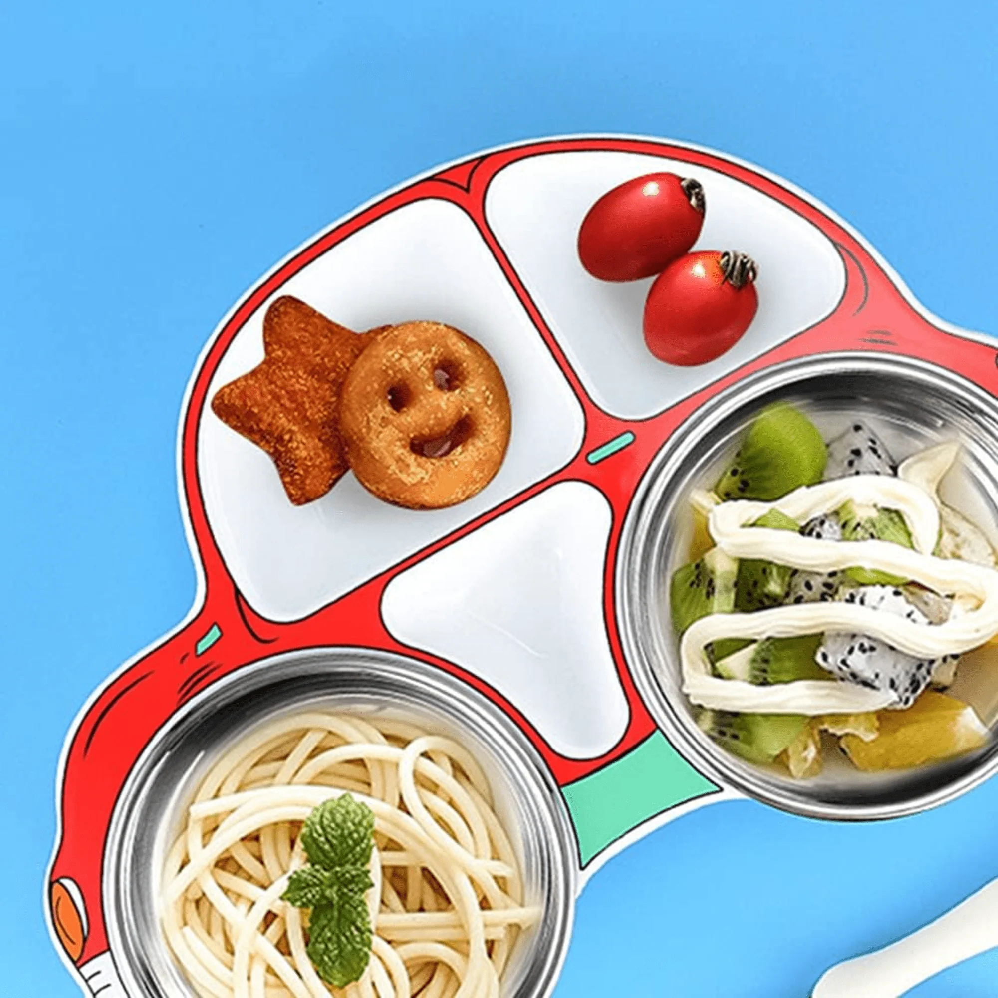 Stainless Steel Baby Food Tray with Five Cartoon Compartments - Image 5