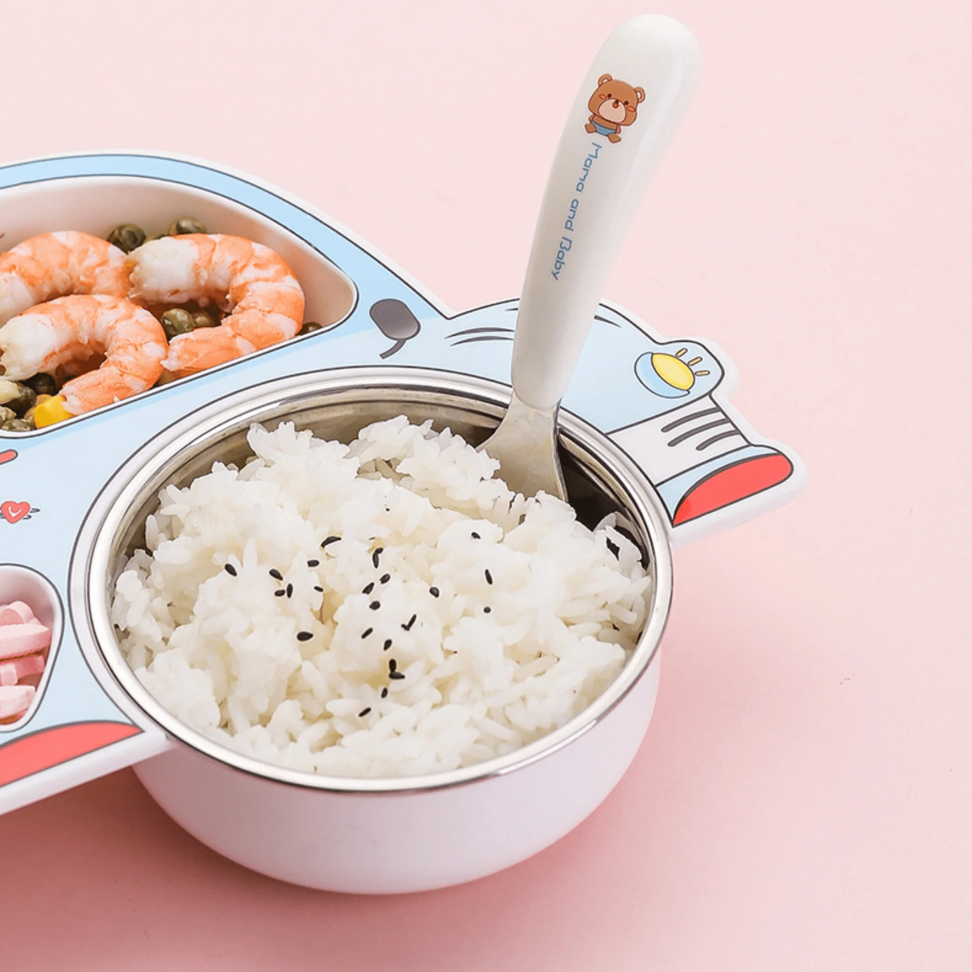 Stainless Steel Baby Food Tray with Five Cartoon Compartments - Image 6