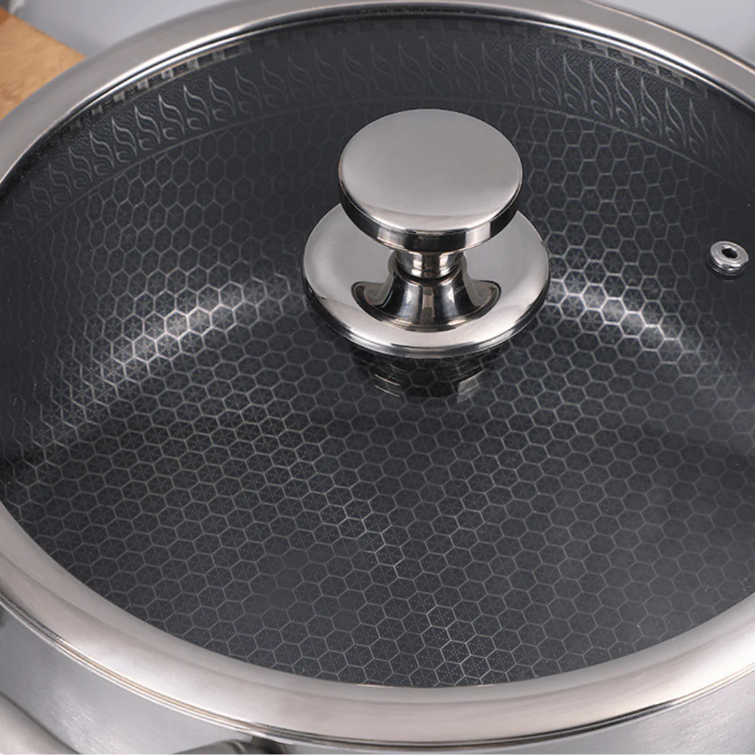 Stainless Steel Honeycomb Deep Cooking Pot With Lid (24cm) - Image 6
