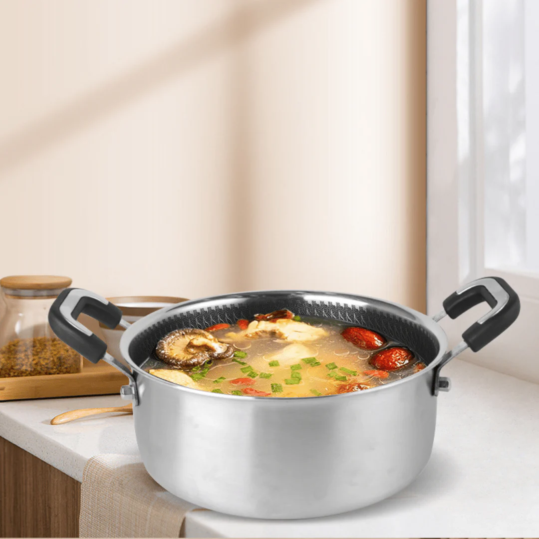 Stainless Steel Honeycomb Deep Cooking Pot With Lid (24cm) - Image 7