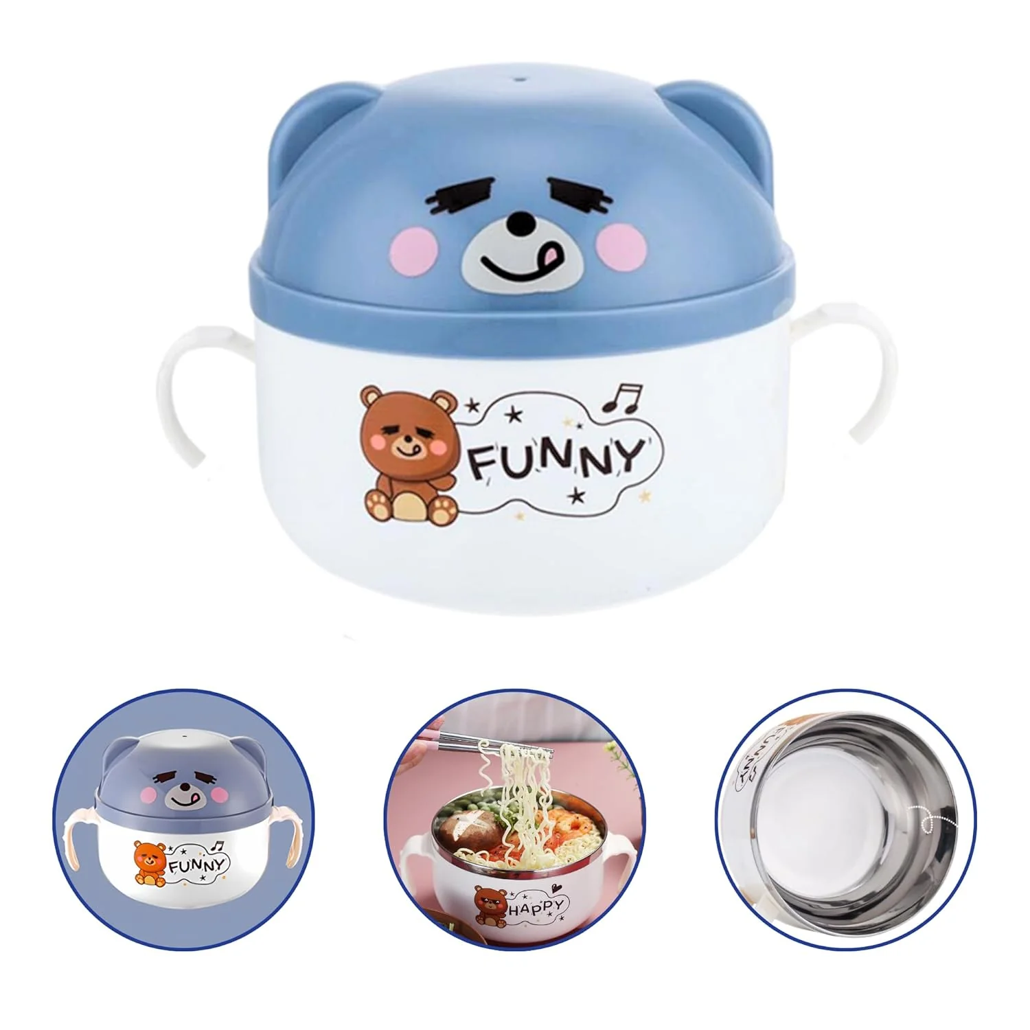 Stainless Steel Cute Bear Noodle Bowl - Image 6