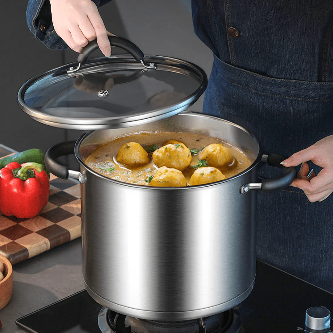 Stainless Steel Deep Cooking Pot with Lid (7.5L)