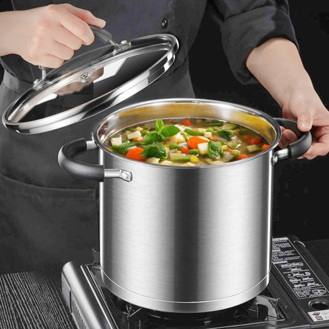 Stainless Steel Deep Cooking Pot with Lid (7.5L) - Image 4