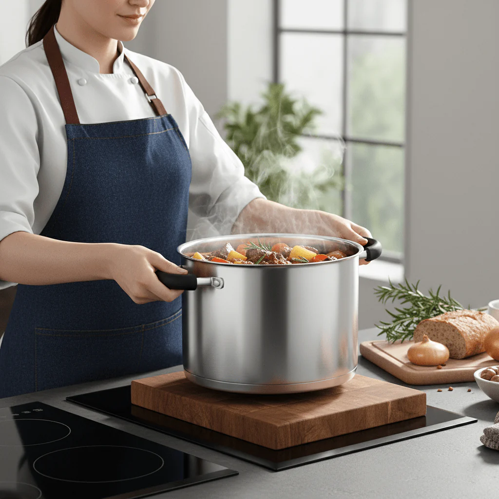 Stainless Steel Deep Cooking Pot with Lid (7.5L) - Image 7