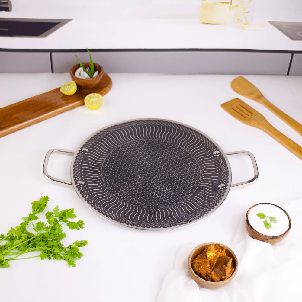Stainless Steel Honeycomb Multi-Purpose Pan & Tray with Handle (30cm) - Image 3