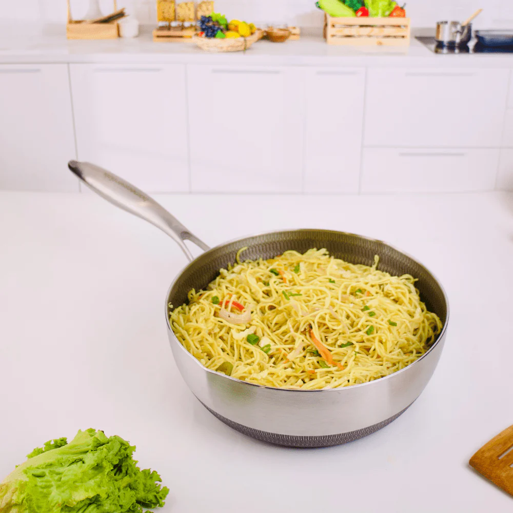 Stainless Steel Honeycomb Non-Stick Frying Pan With Lid(24cm) - Image 2