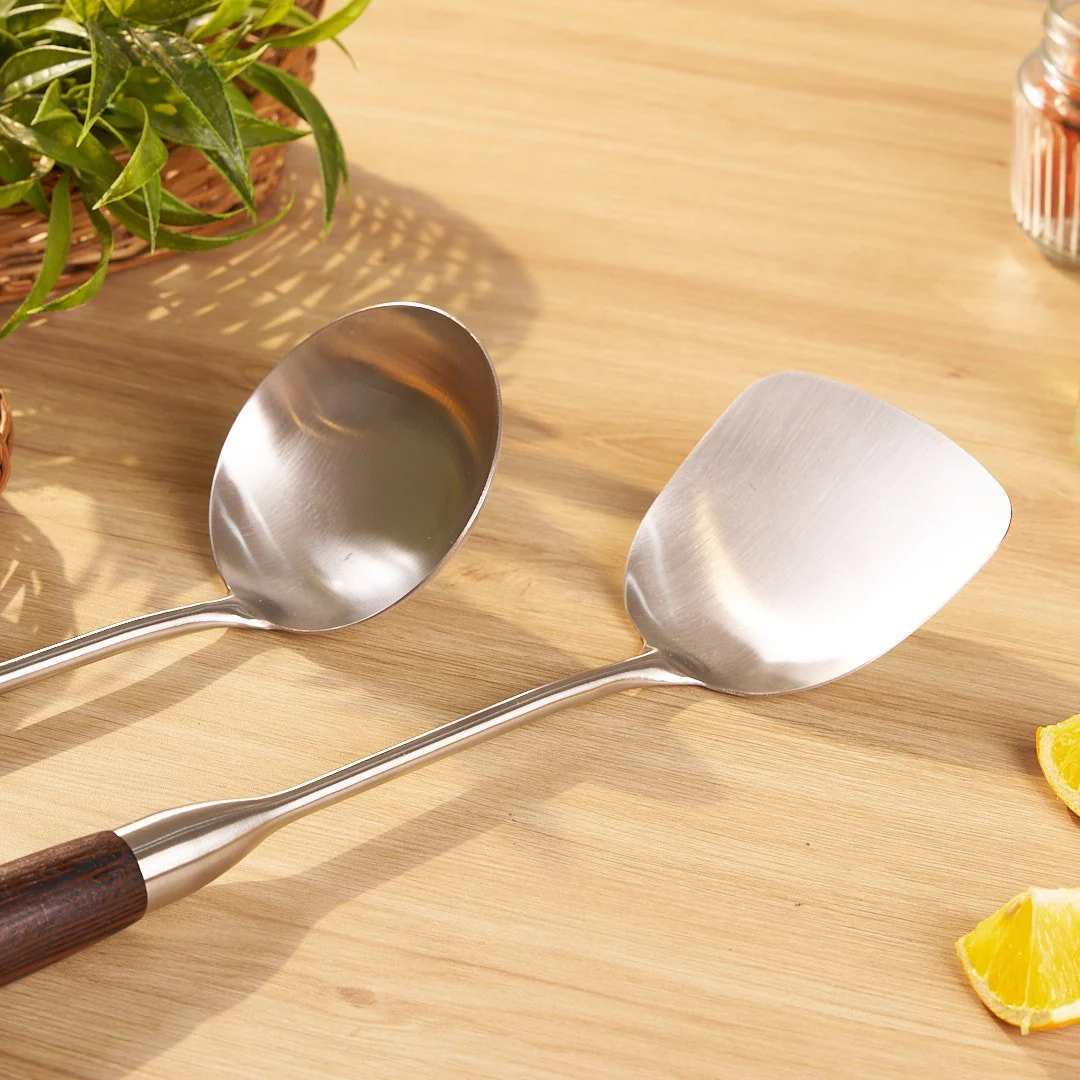 Stainless Steel Kitchen Frying Spoon (2 Piece Set) - Image 3