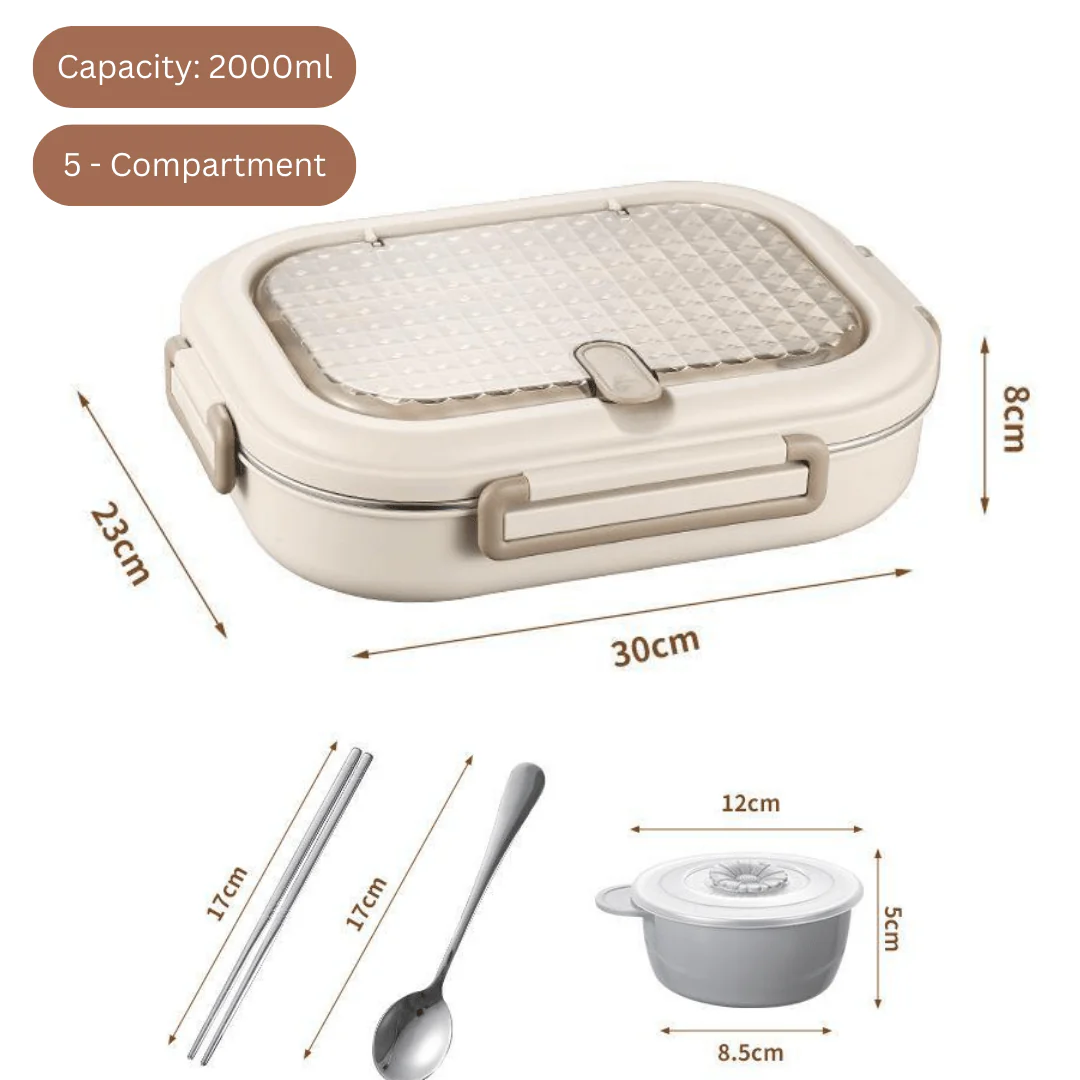 Stainless Steel Leakproof and Microwave-Safe Insulated Lunch Box(2000ml) - Image 7