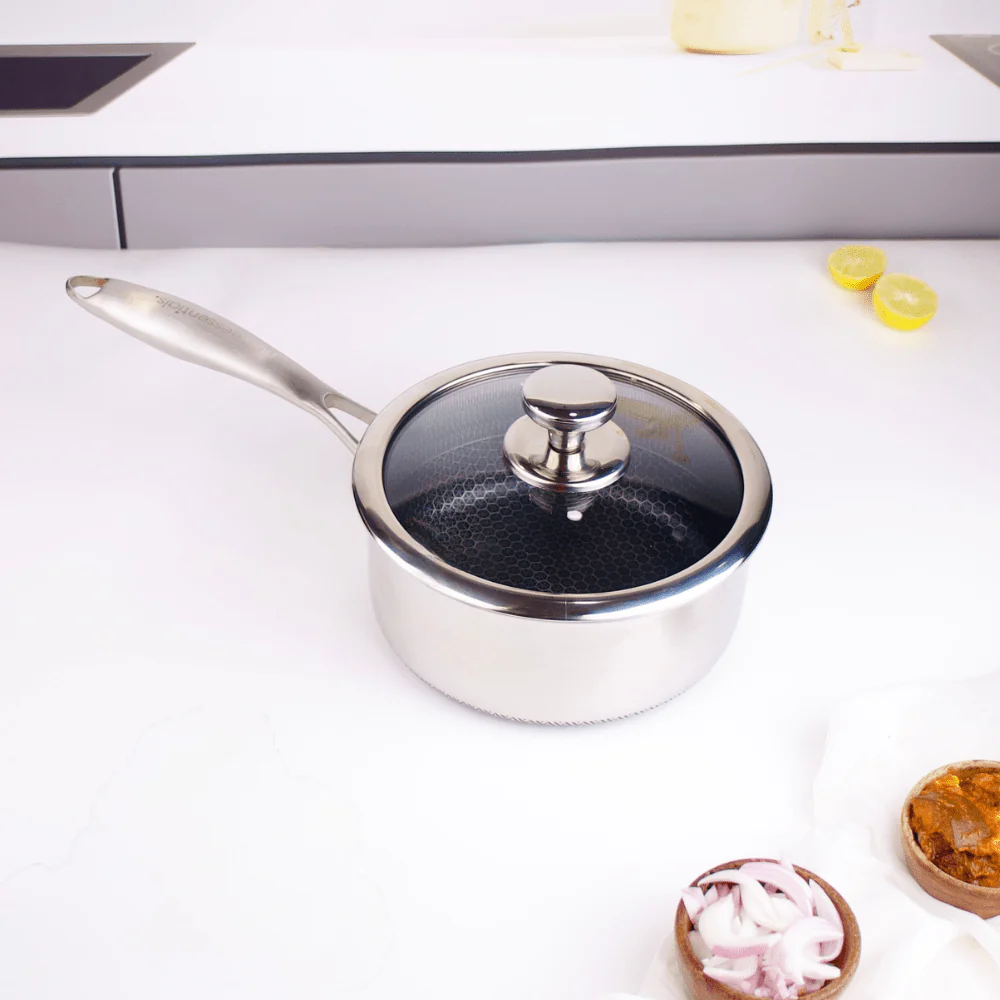 Stainless Steel Multi-Purpose Honeycomb Frying Pan With Lid(18cm) - Image 3