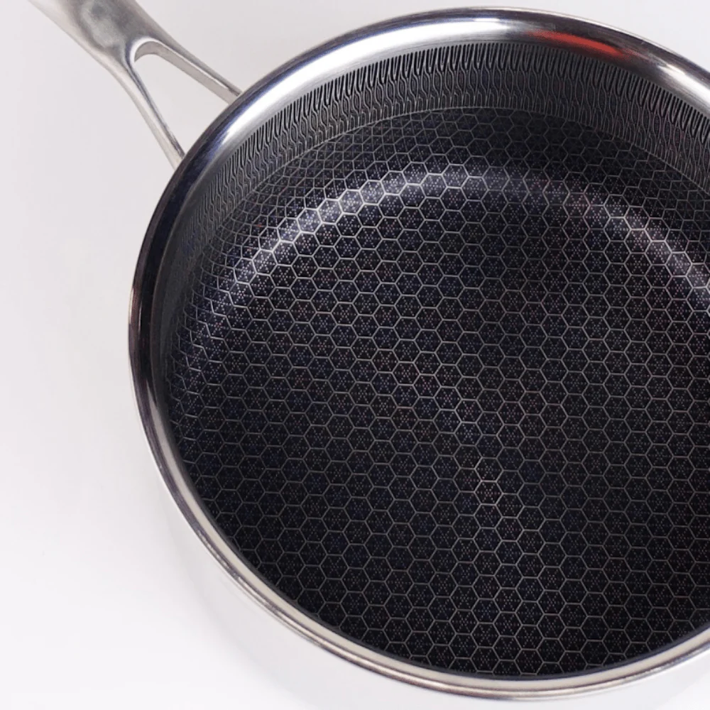 Stainless Steel Multi-Purpose Honeycomb Frying Pan With Lid(18cm) - Image 4